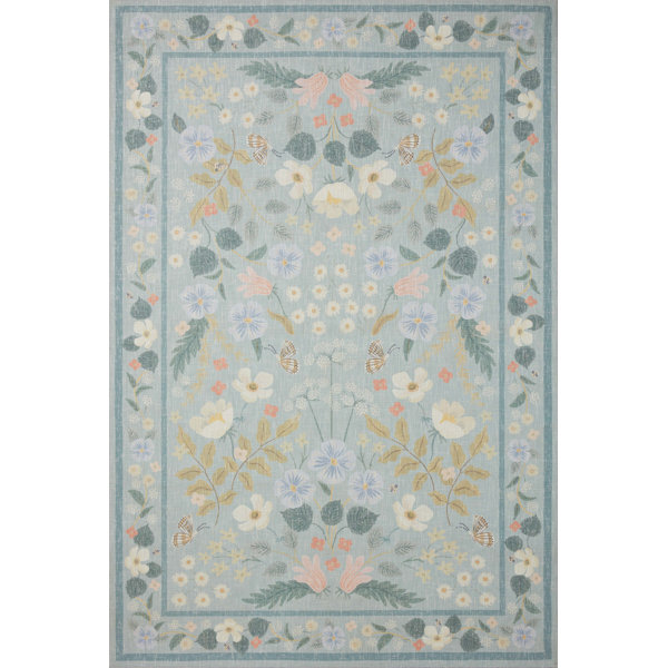 Rifle Paper Co. x Loloi Floral Willow Sky Area Rug & Reviews Birch Lane